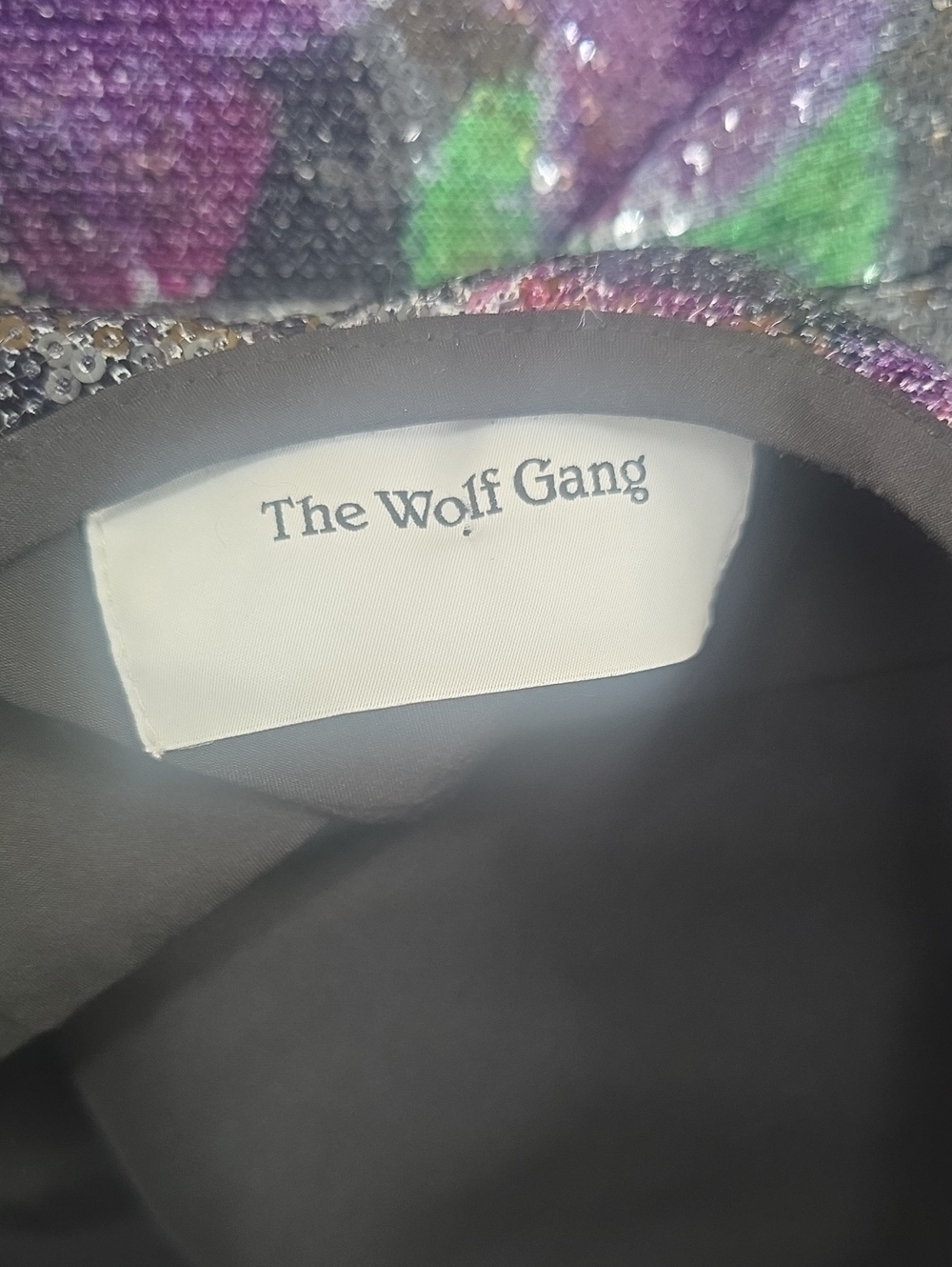 The Wolf Gang Lenee Long Sleeve Floral Sequin Maxi Dress in Black and Purple - Picture 8 of 13
